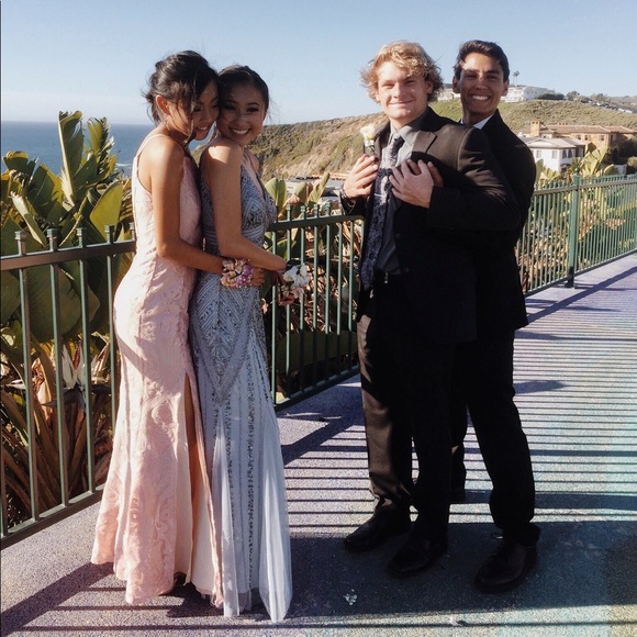 Blue/grey beaded prom dress, ONLY WORN ONCE - Picture 4 of 5